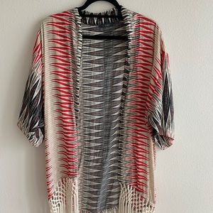 Tart Geometric Print Fringe Kimono